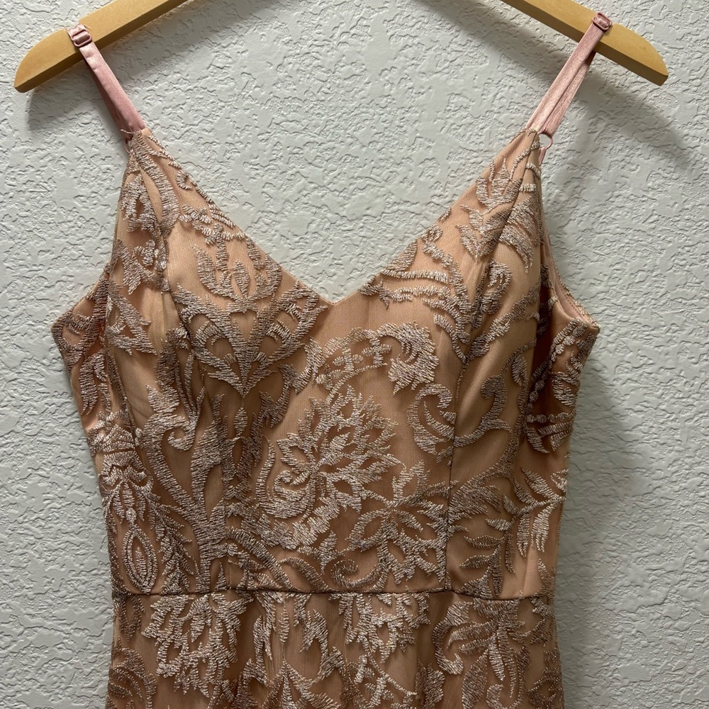 Lace pink prom dress long formal gown